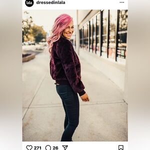 DIL Plush Burgundy Faux Fur Jacket size Large